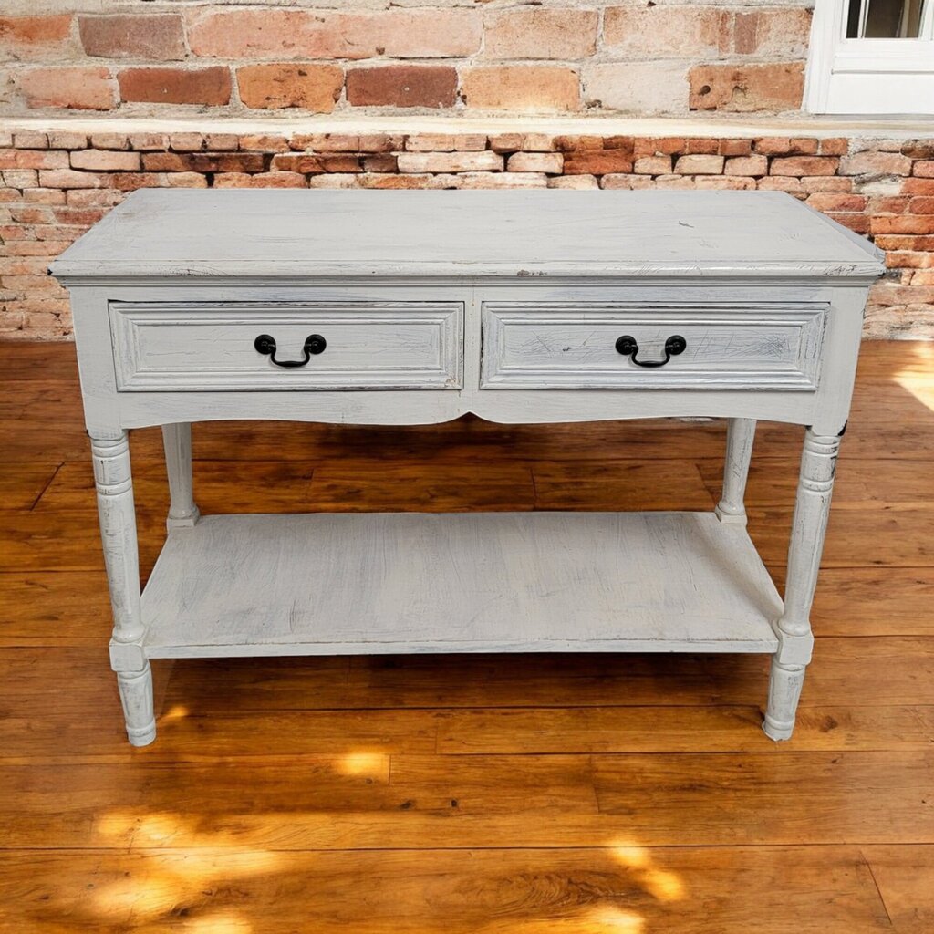 6530 Distressed White 2 Drawer #Buffet with Shelf