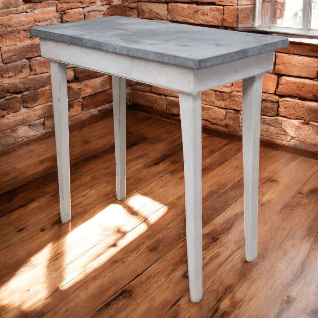 6532 Primitive White and Galvanized Metal Kitchen Island