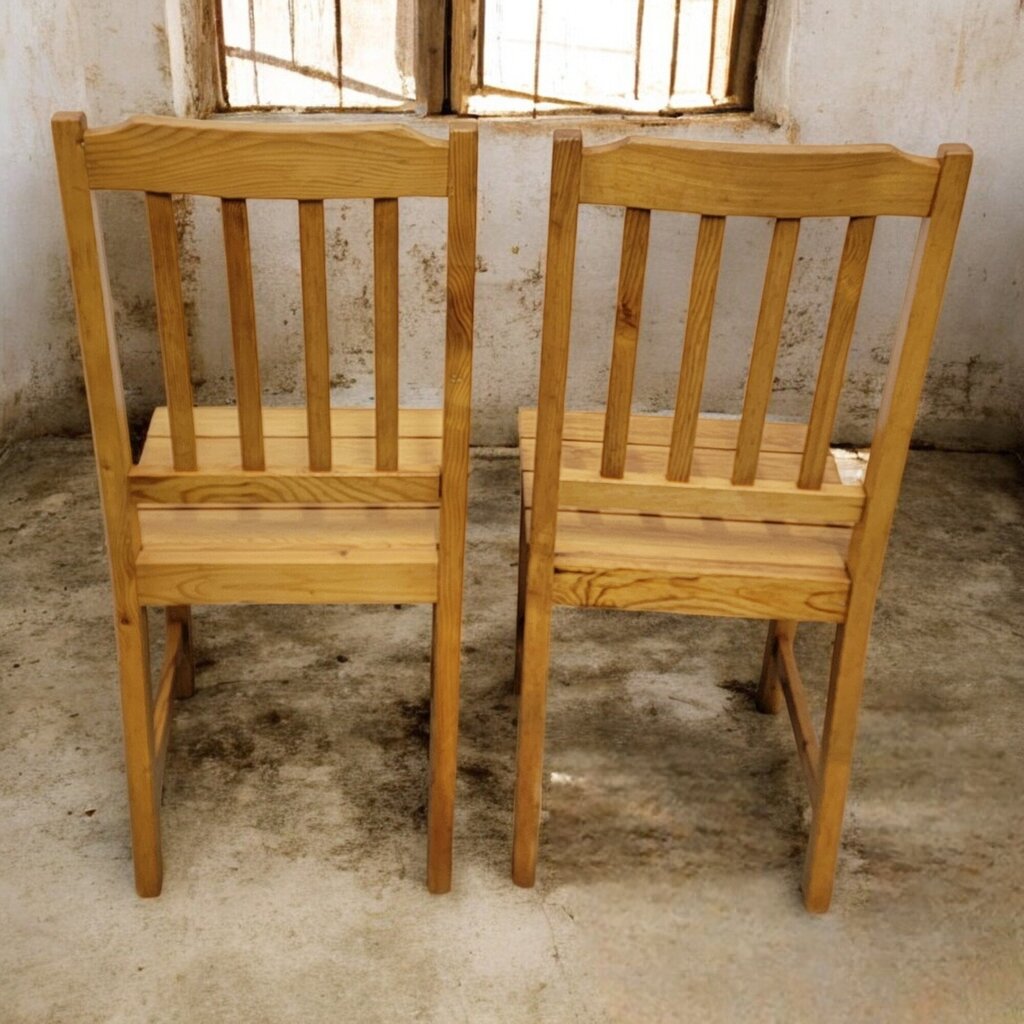 6546 Natural Solid Pine Trestle #Table with 2 Chairs