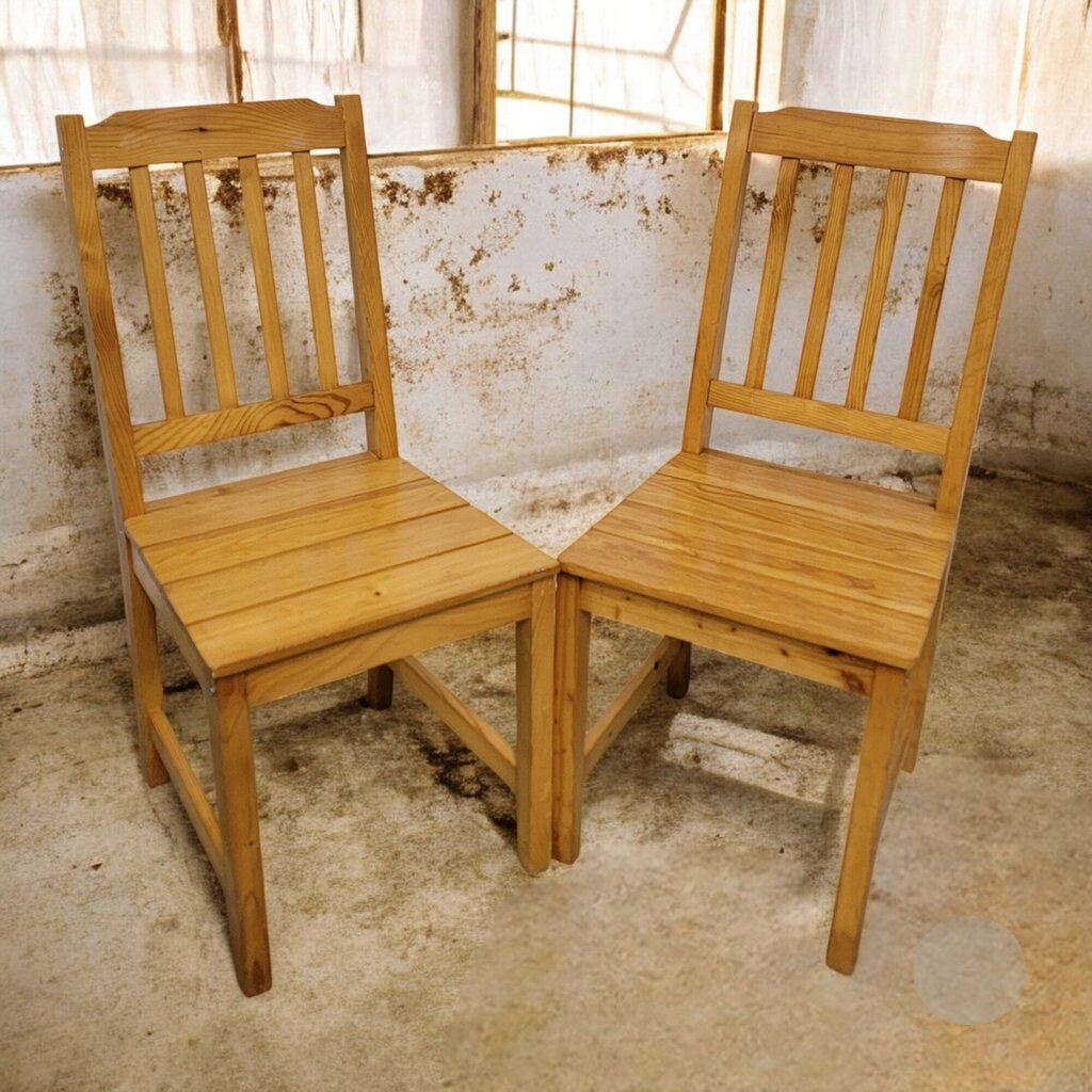 6546 Natural Solid Pine Trestle #Table with 2 Chairs