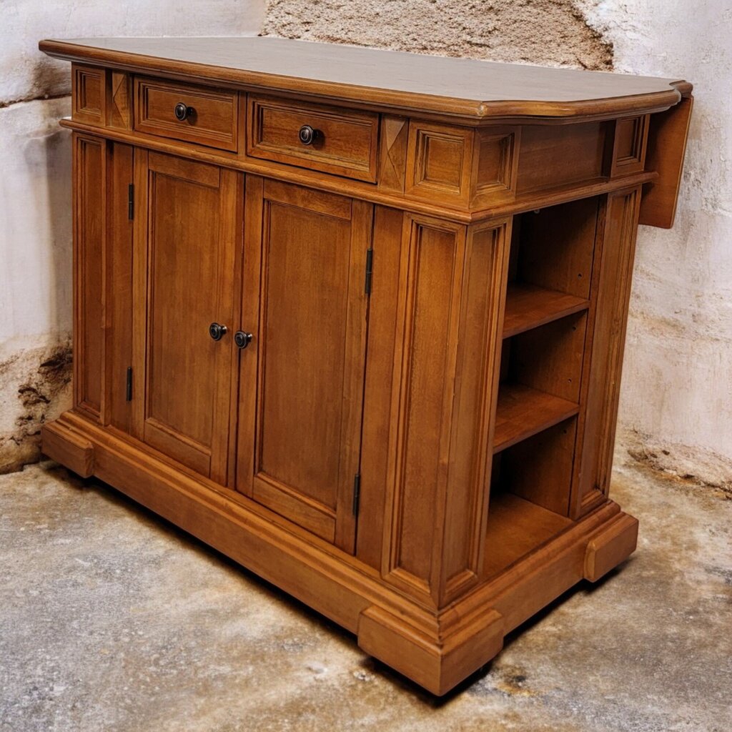 6549 Traditional maple Dropleaf Storage Kitchen Island