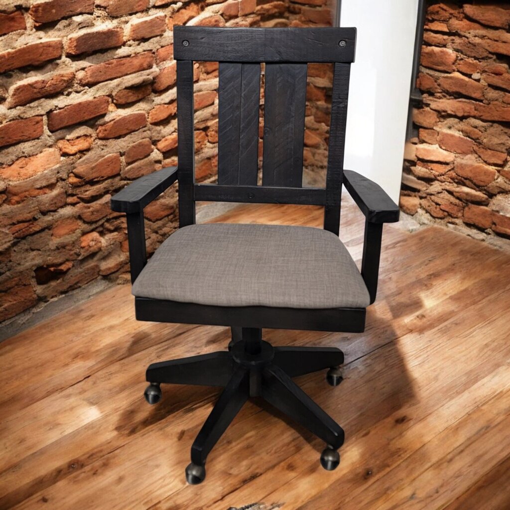 6559 Rolling Dark Wood Farmhouse Office Chair