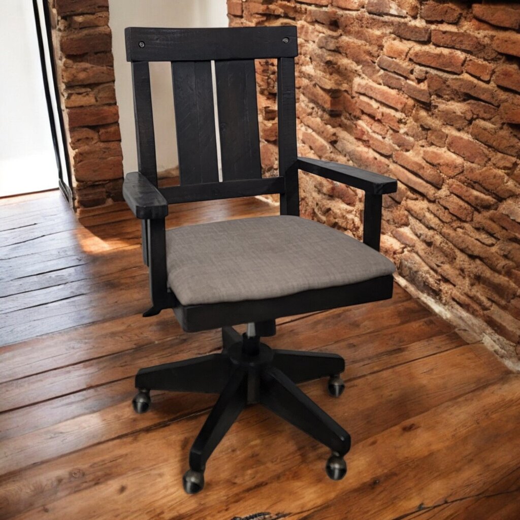 6559 Rolling Dark Wood Farmhouse Office Chair