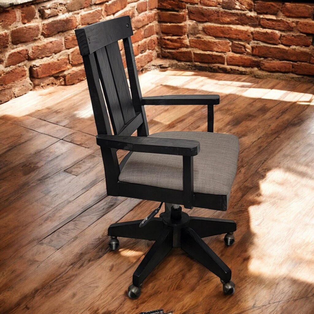 6559 Rolling Dark Wood Farmhouse Office Chair