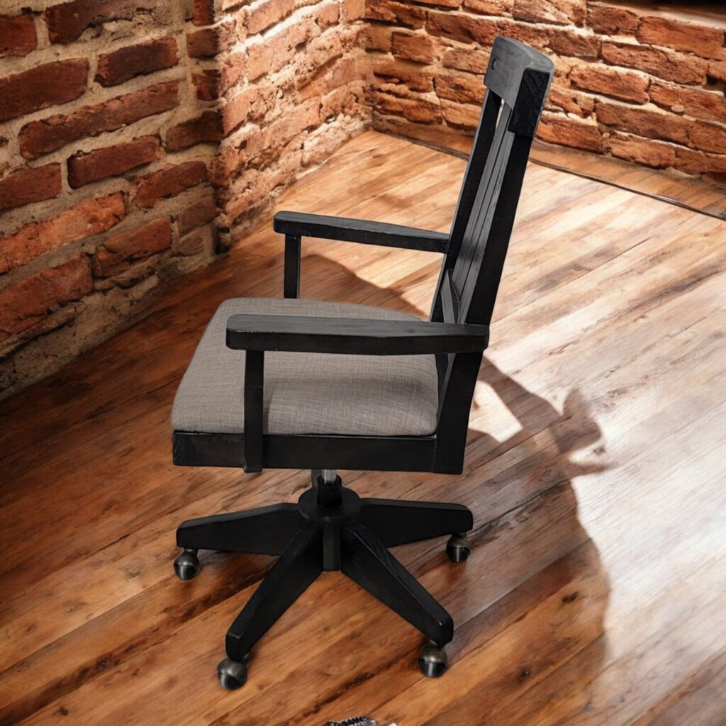 6559 Rolling Dark Wood Farmhouse Office Chair