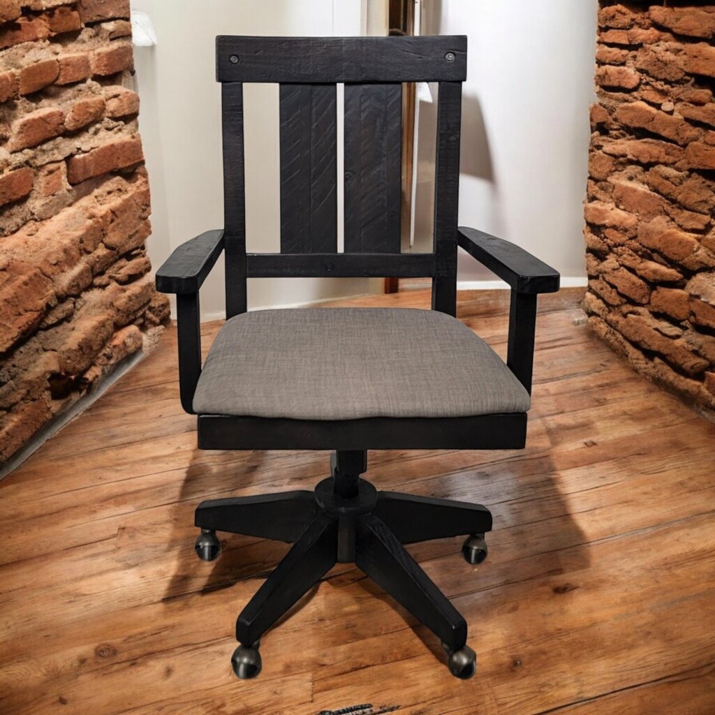 6559 Rolling Dark Wood Farmhouse Office Chair