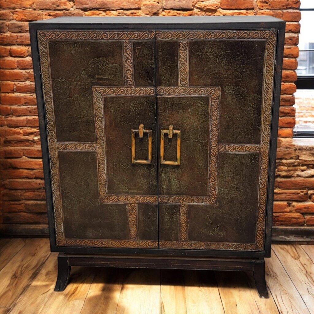 6560 Distressed Asian Themed Metal #Cabinet