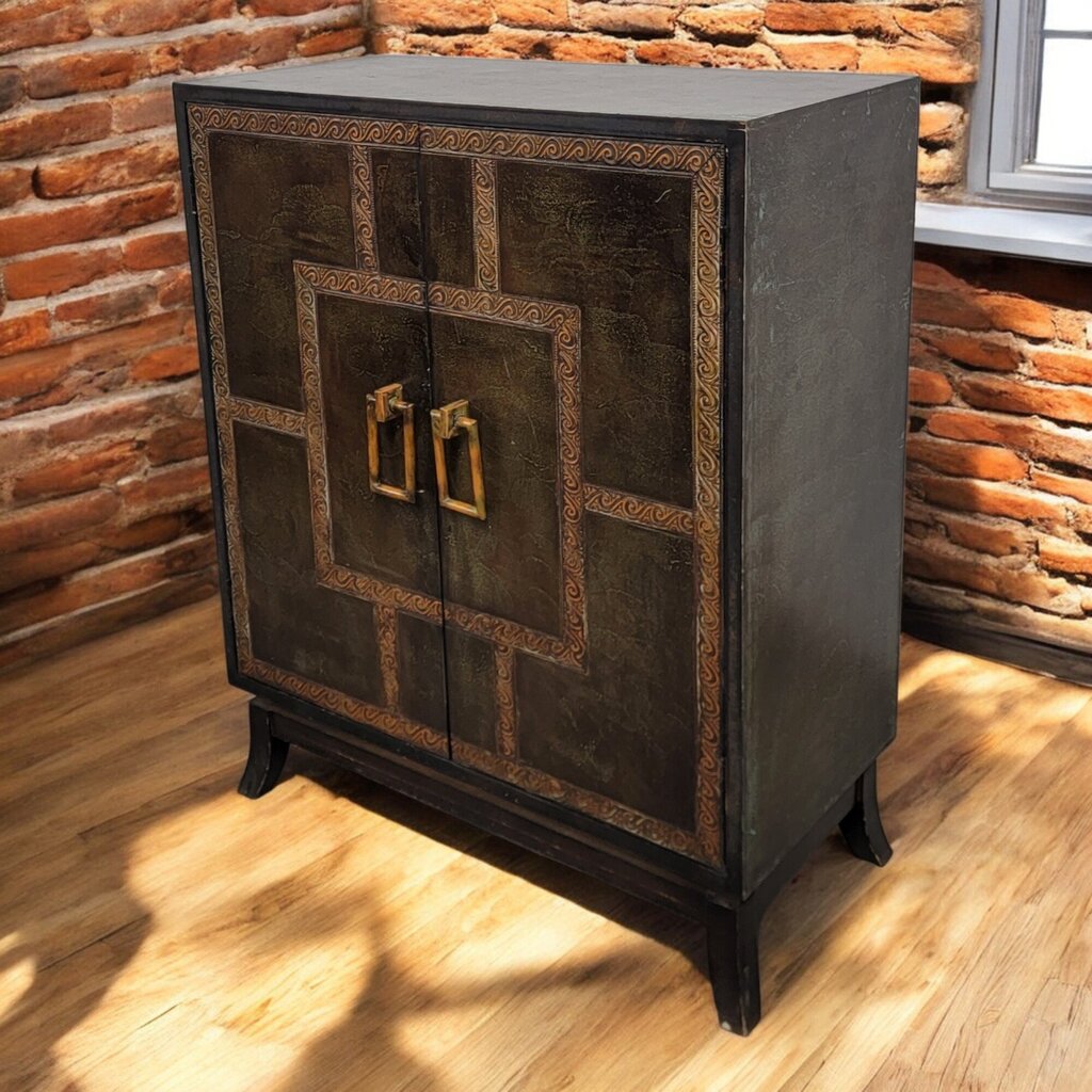 6560 Distressed Asian Themed Metal #Cabinet