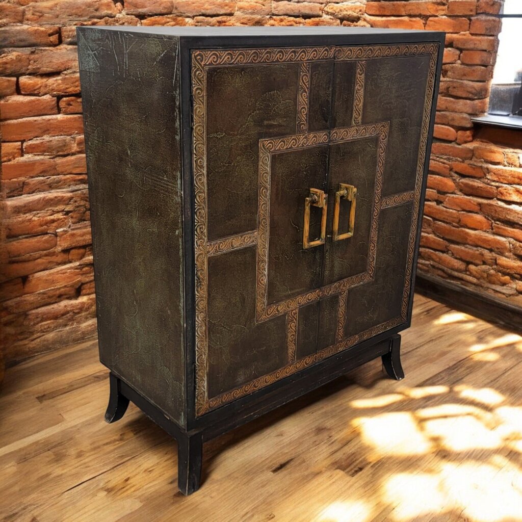 6560 Distressed Asian Themed Metal #Cabinet