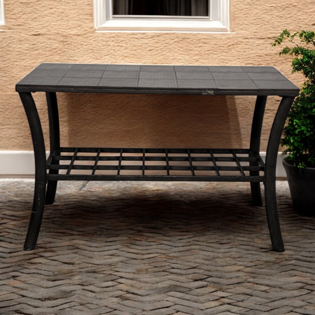 6561 Metal and Textured Tile 2 Tier Outdoor Console