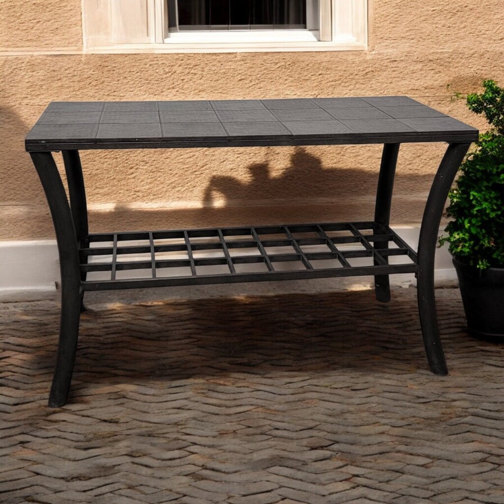 6561 Metal and Textured Tile 2 Tier Outdoor Console
