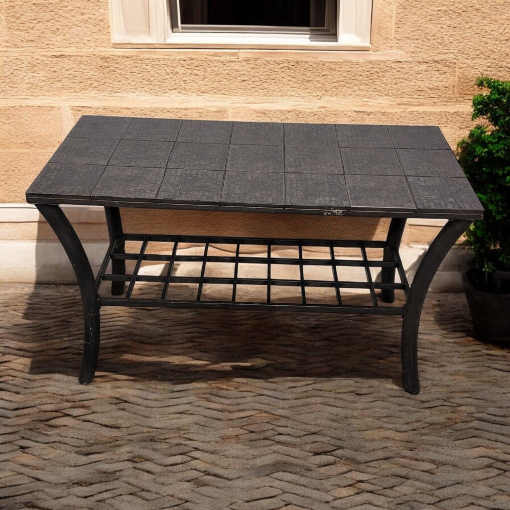 6561 Metal and Textured Tile 2 Tier Outdoor Console