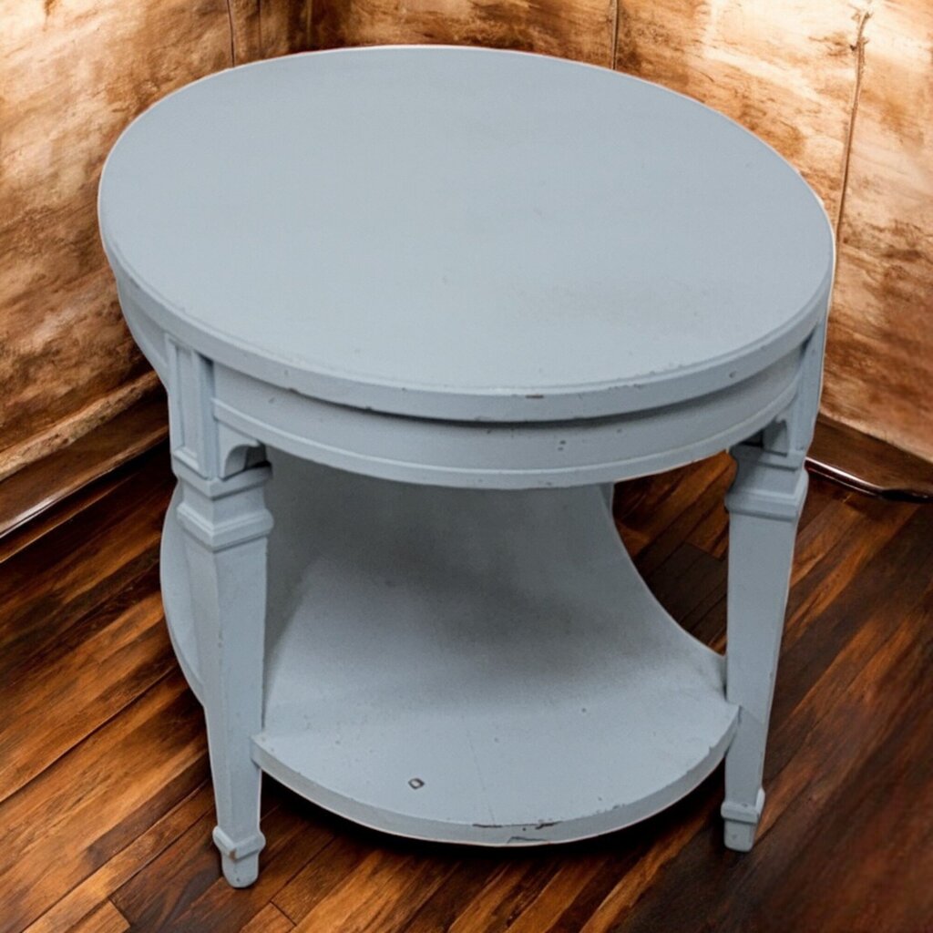 6568 Antique Oval Blue Side Table