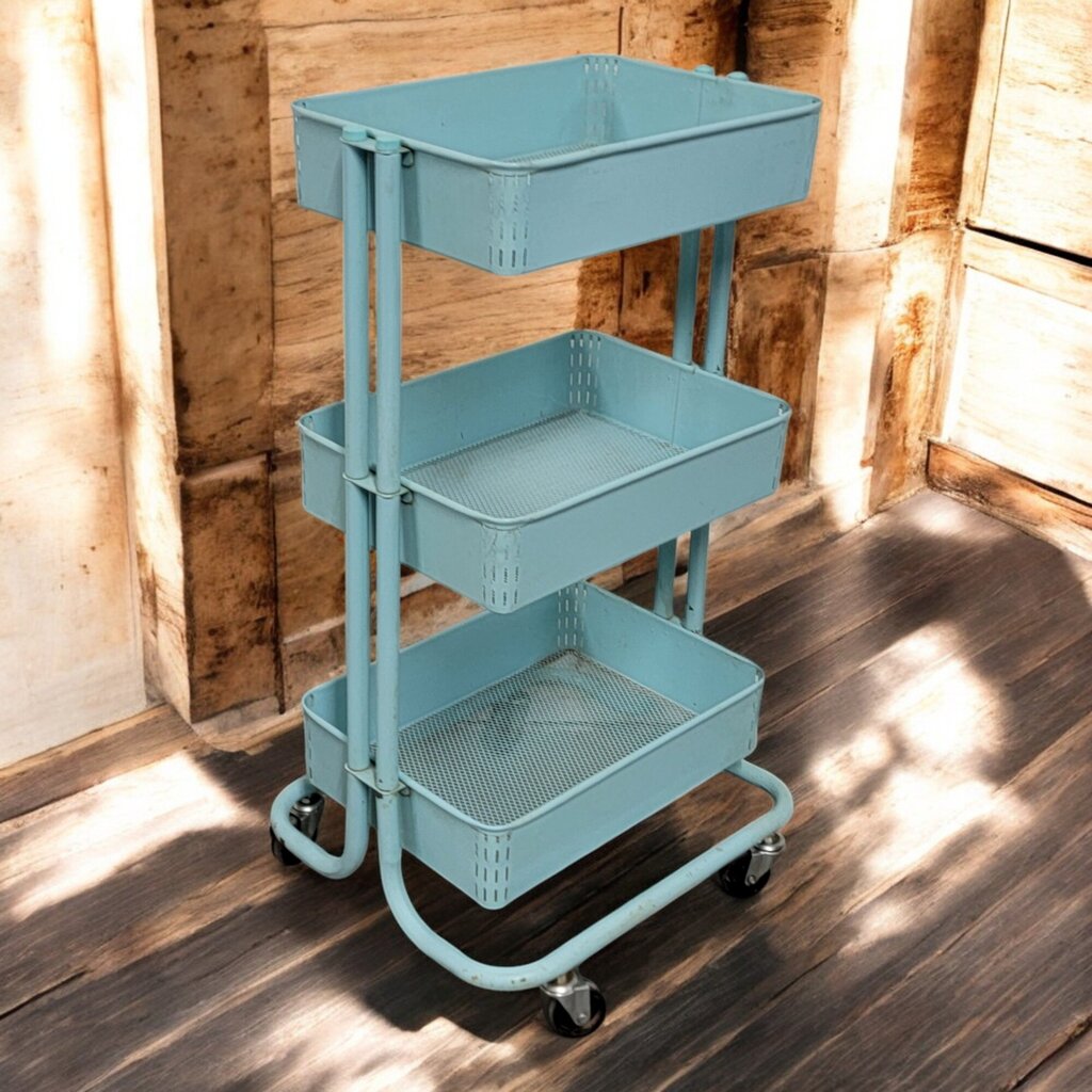 6570 Aqua Metal 3 Tier Rolling Cart