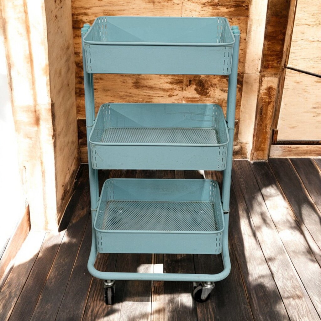 6570 Aqua Metal 3 Tier Rolling Cart