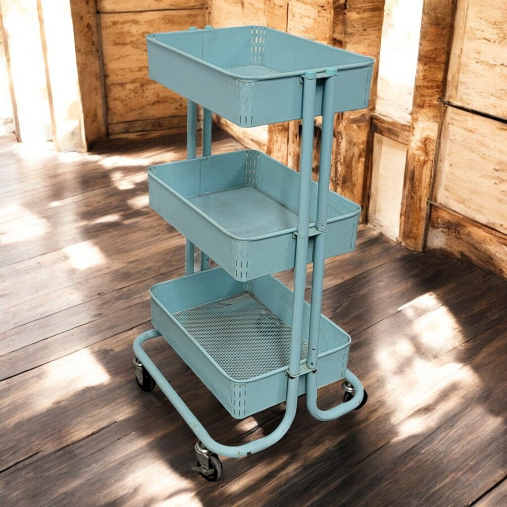 6570 Aqua Metal 3 Tier Rolling Cart