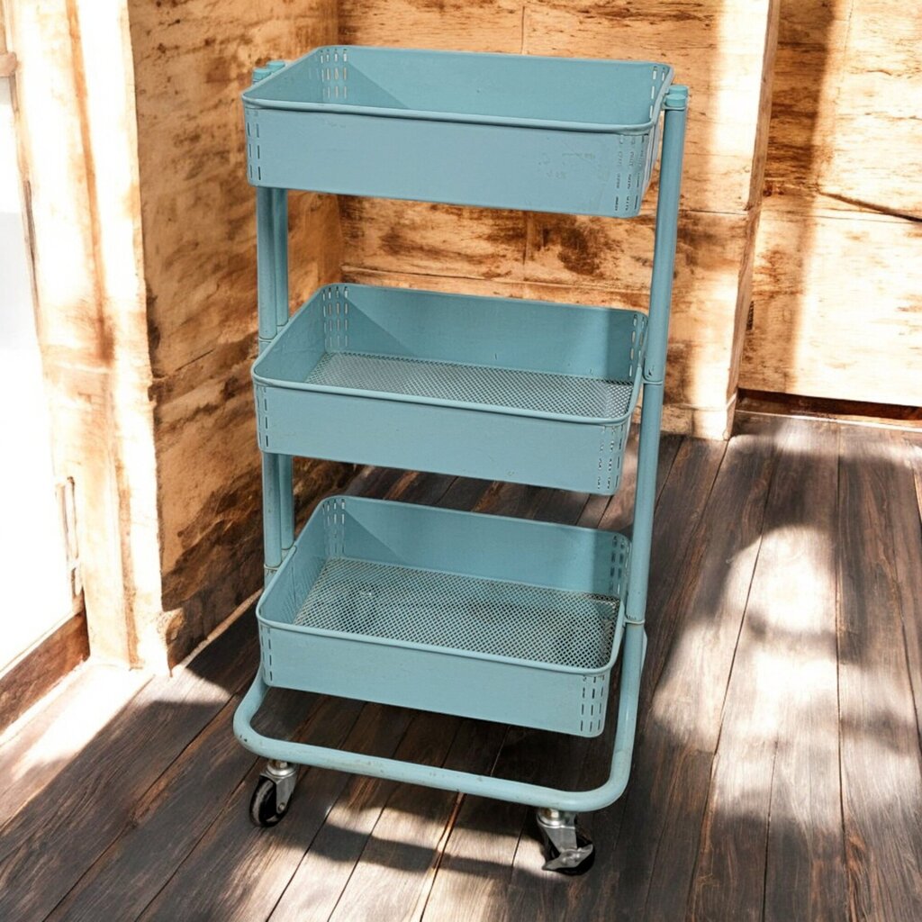 6570 Aqua Metal 3 Tier Rolling Cart