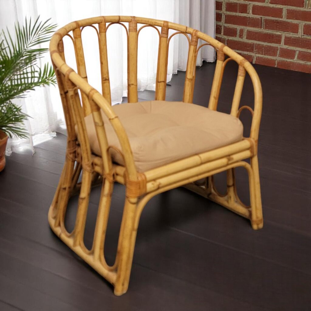 6616 Vintage Mid Century Rattan Arm #Chair