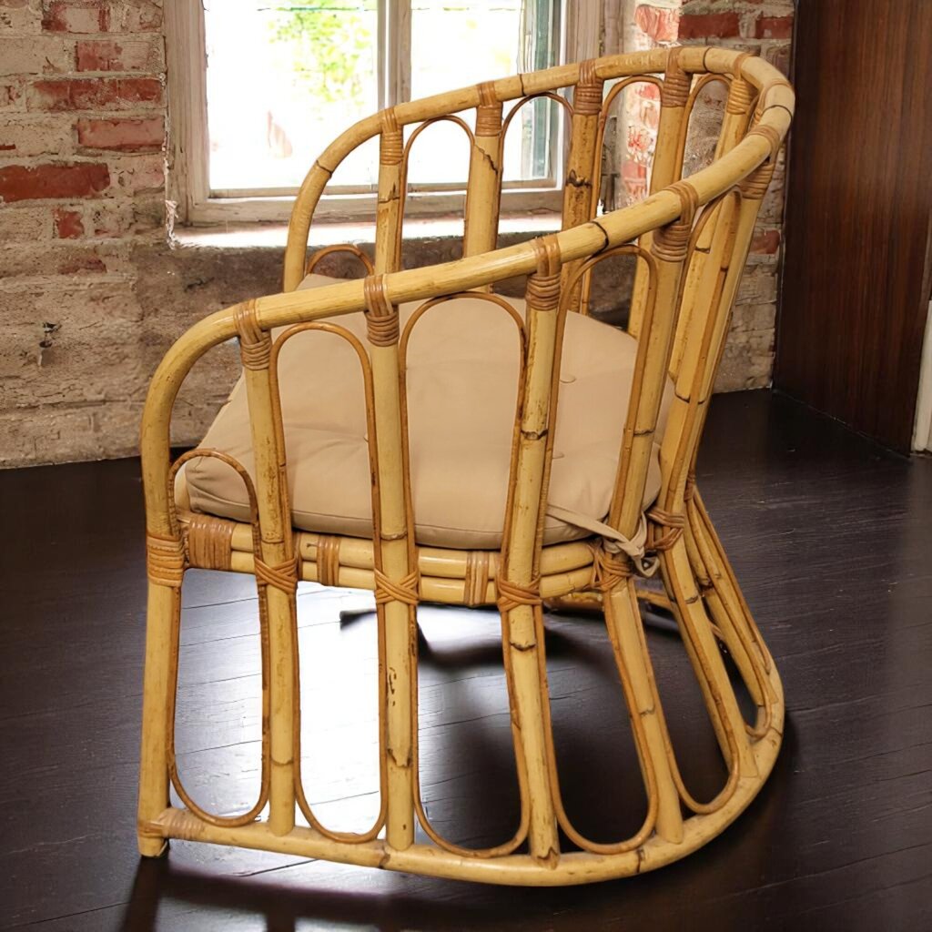 6616 Vintage Mid Century Rattan Arm #Chair