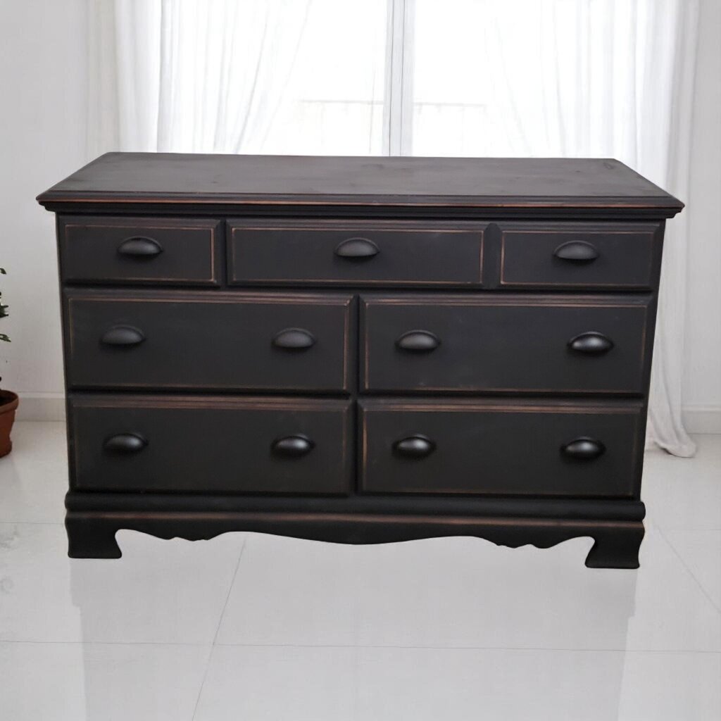6641 Shabby Black Farmhouse 6 Drawer #Dresser