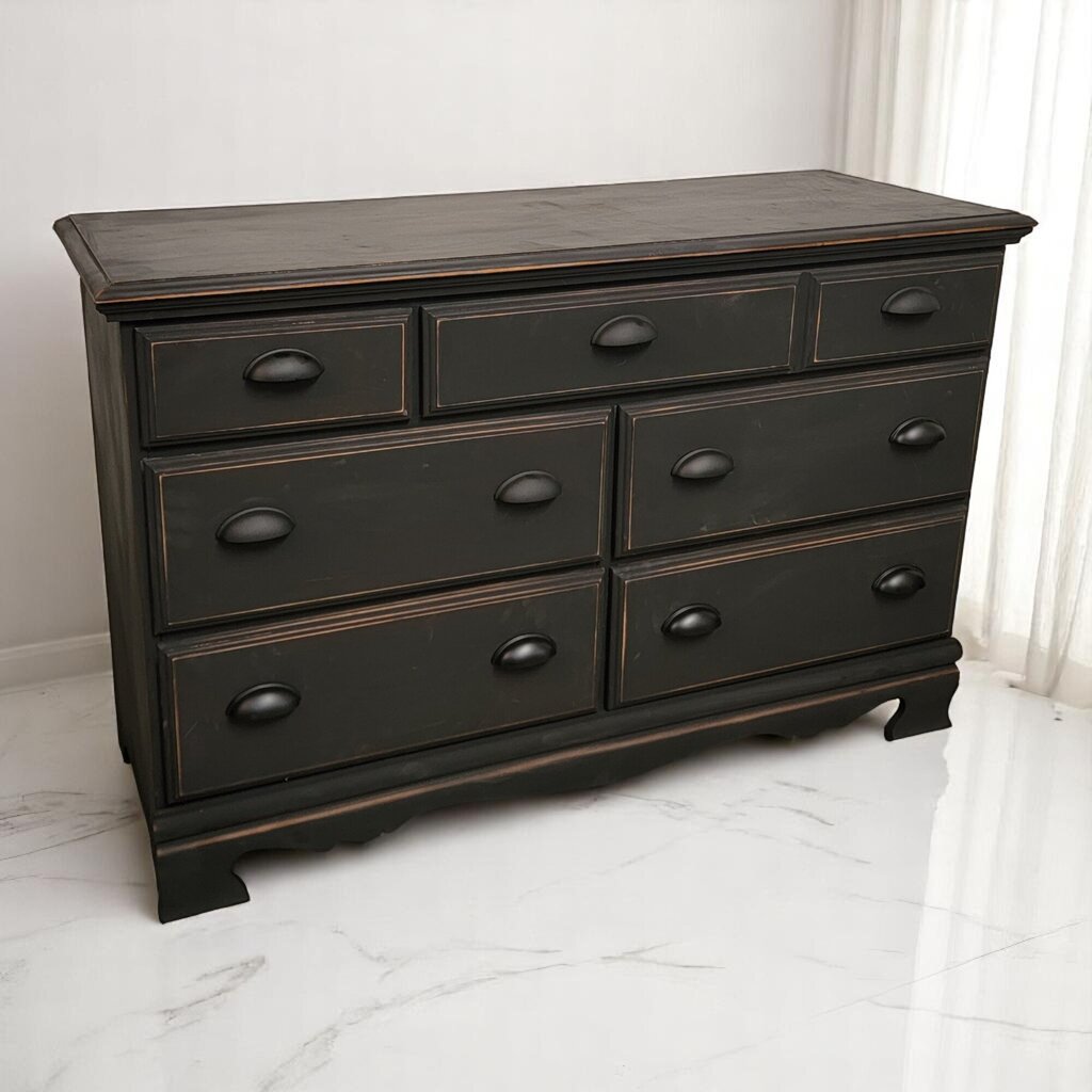 6641 Shabby Black Farmhouse 6 Drawer #Dresser