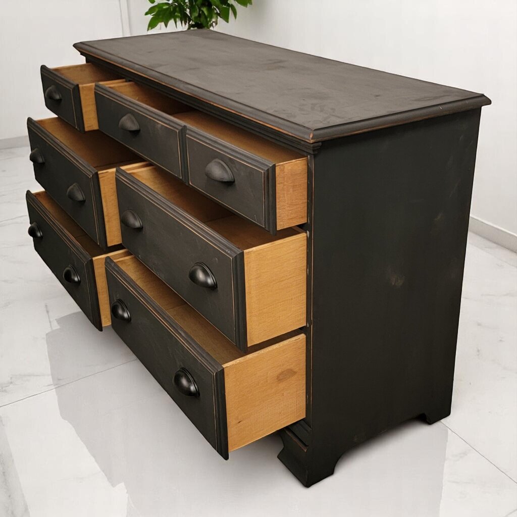 6641 Shabby Black Farmhouse 6 Drawer #Dresser