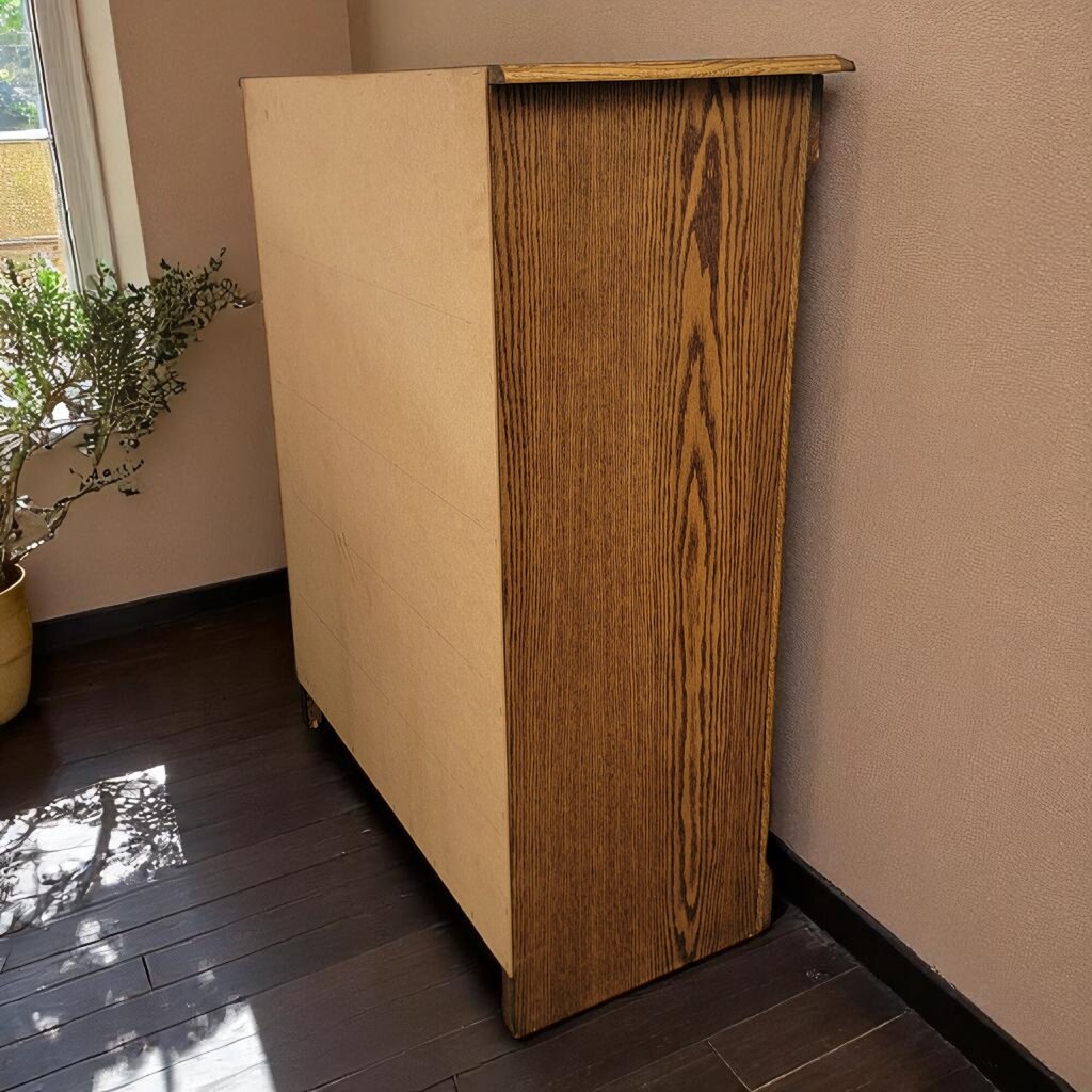 6642 Oak and Brass Fluted 5 Drawer #Chest
