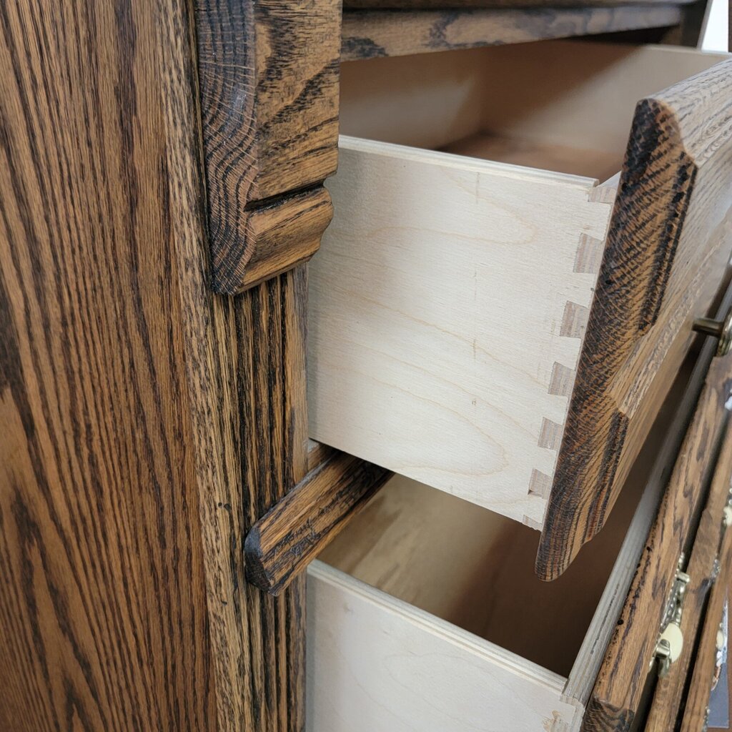 6642 Oak and Brass Fluted 5 Drawer #Chest