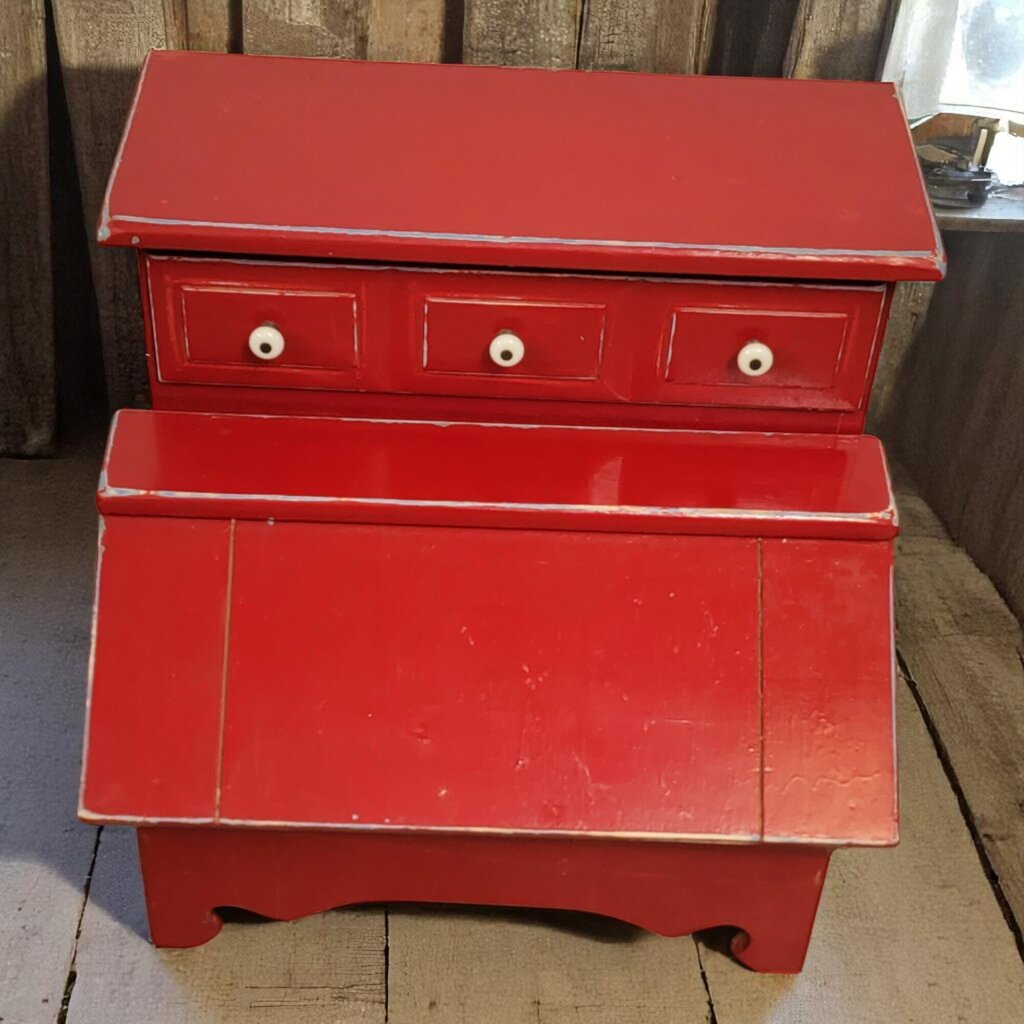 6668 Vintage Colonial Red Storage Side #Table