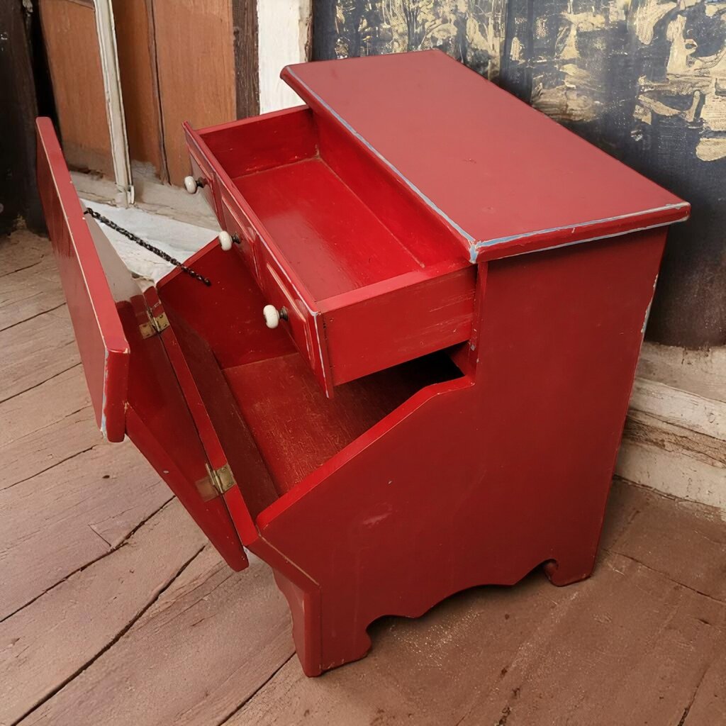 6668 Vintage Colonial Red Storage Side #Table
