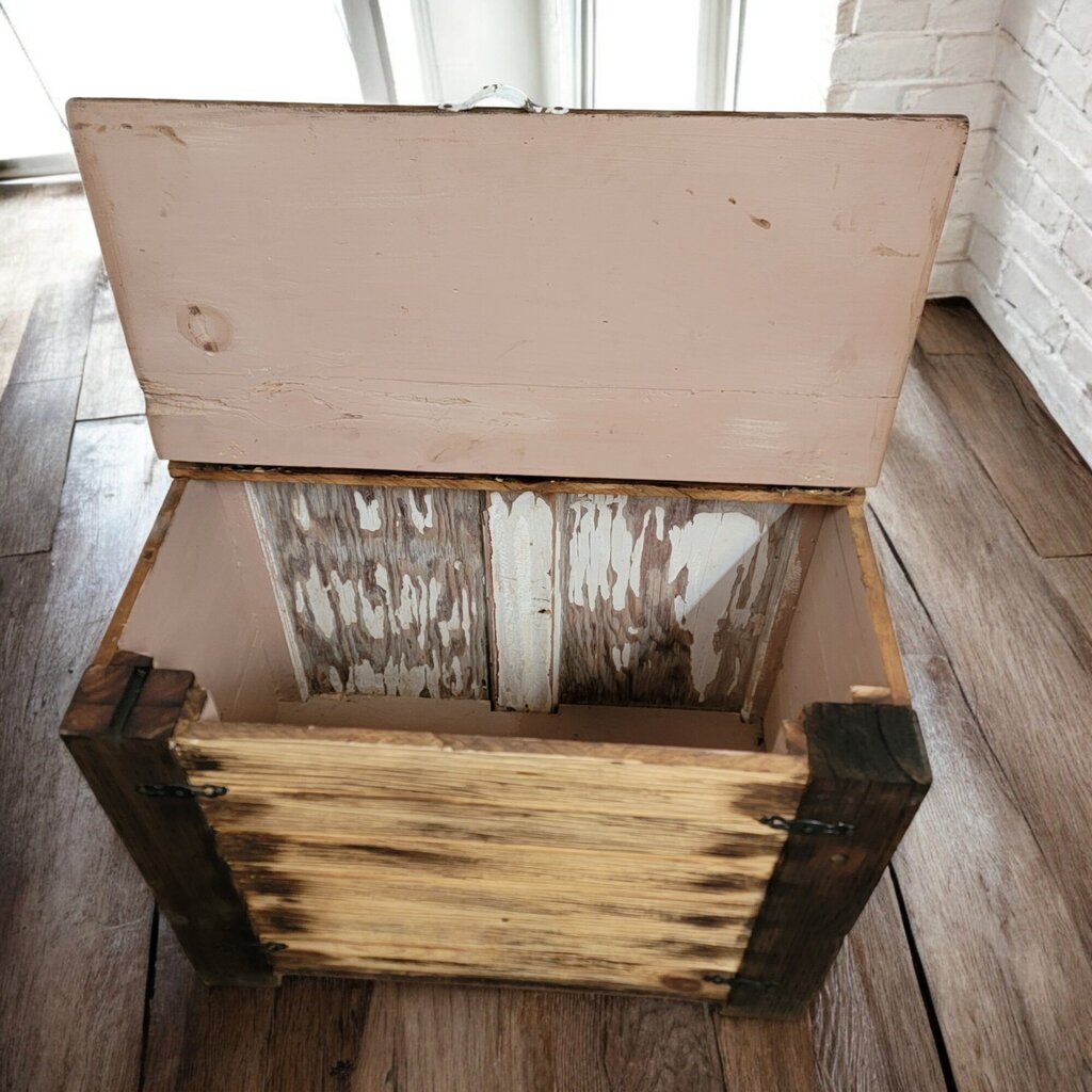 6687 Rustic Wood and Metal Hall #Bench with Storage