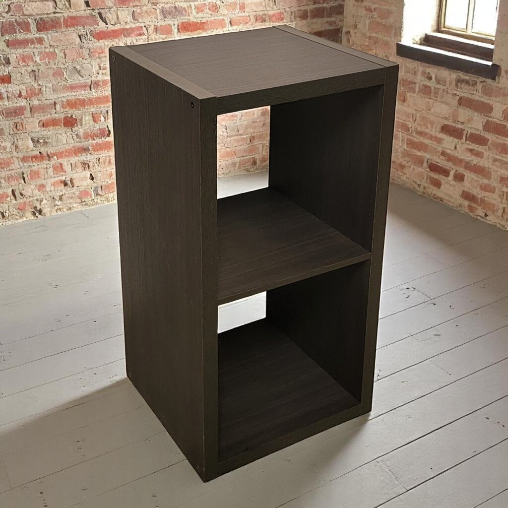 6708 Charcoal 2 Tier Cubby Accent Table