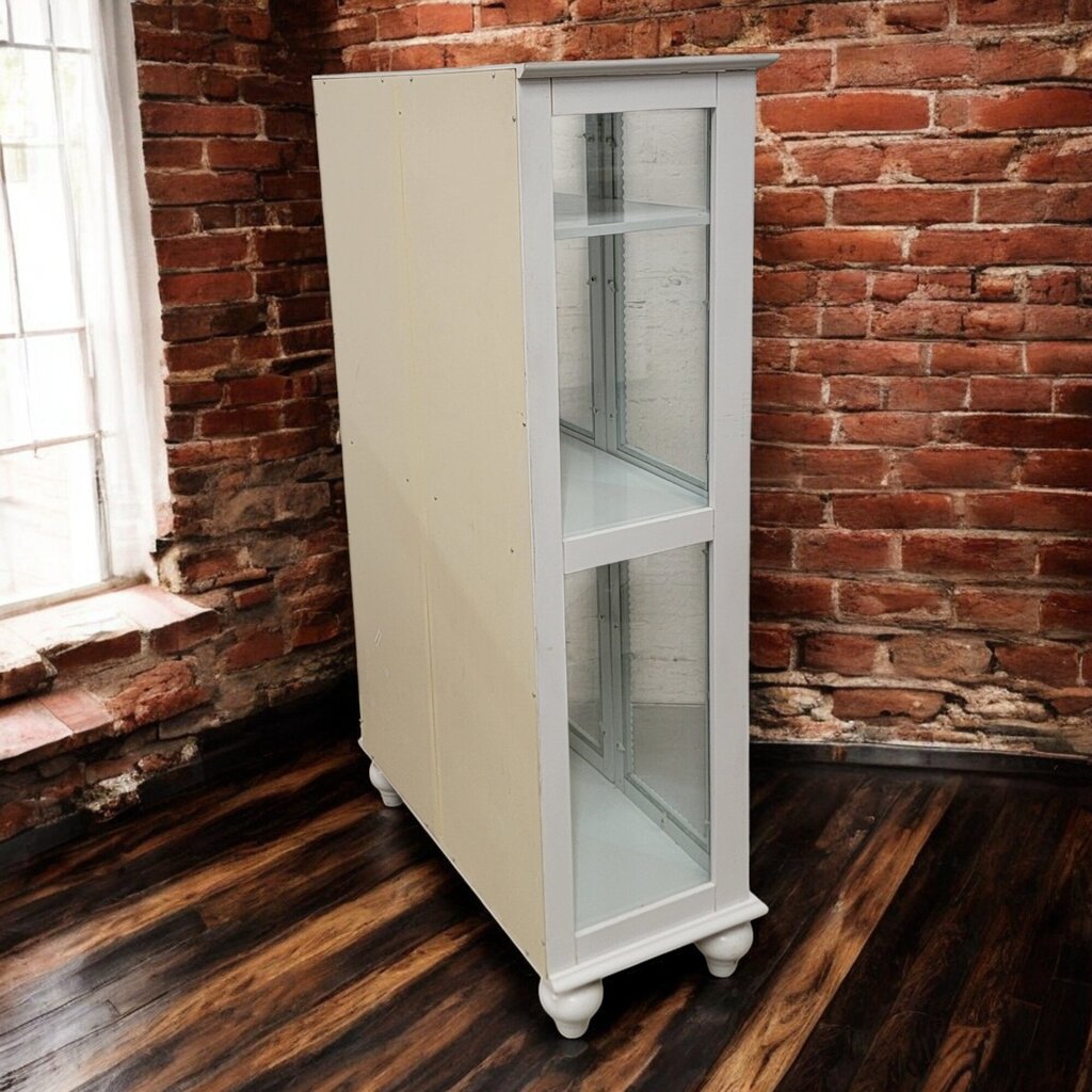 6735 Glam White and Glass Two Door Cabinet