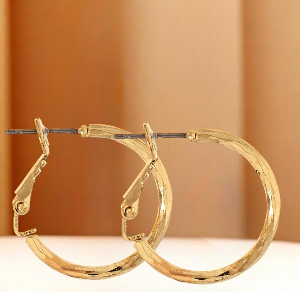 Small Gold Hammered Hoop Earrings New * Jewelry