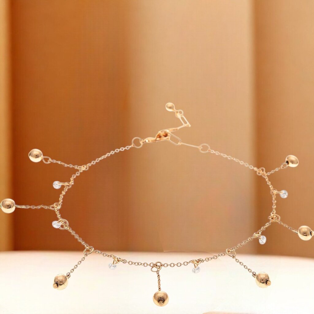 Gold- Anklet Charmy Crystal Drops