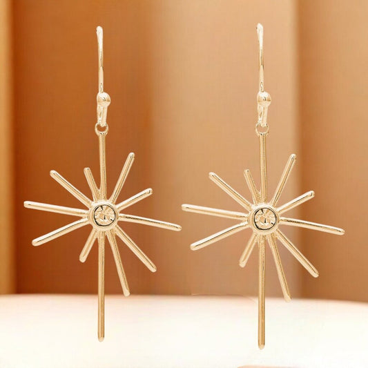Gold Starburst Earring New * Jewelry