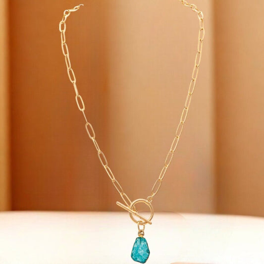 Blue Druzy Toggle Drop Necklace New JEWELRY *Wholesale* Butterfly