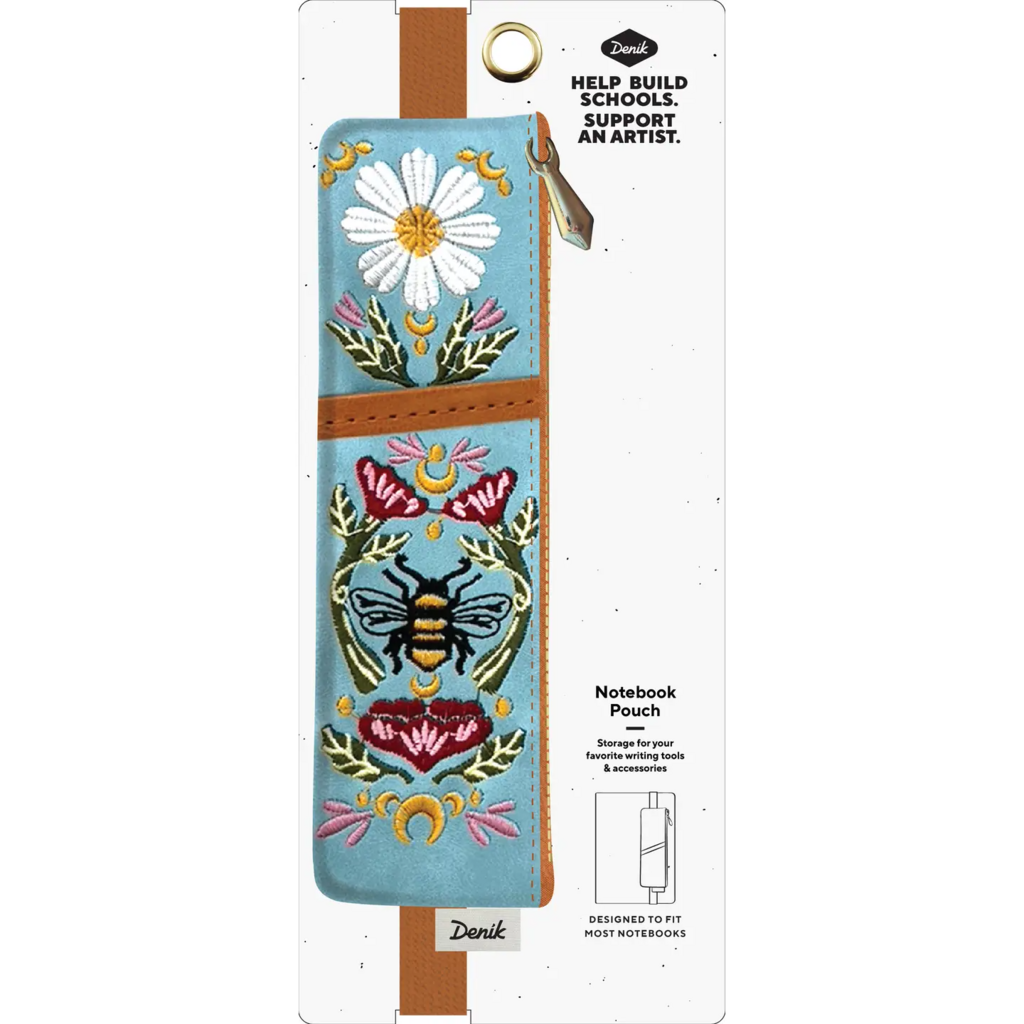 Honeybee Tea Notebook Pouch 7 1 2" x 2 1 2" Blue New * Stationary | Journals | Stickers | Writing | Paper