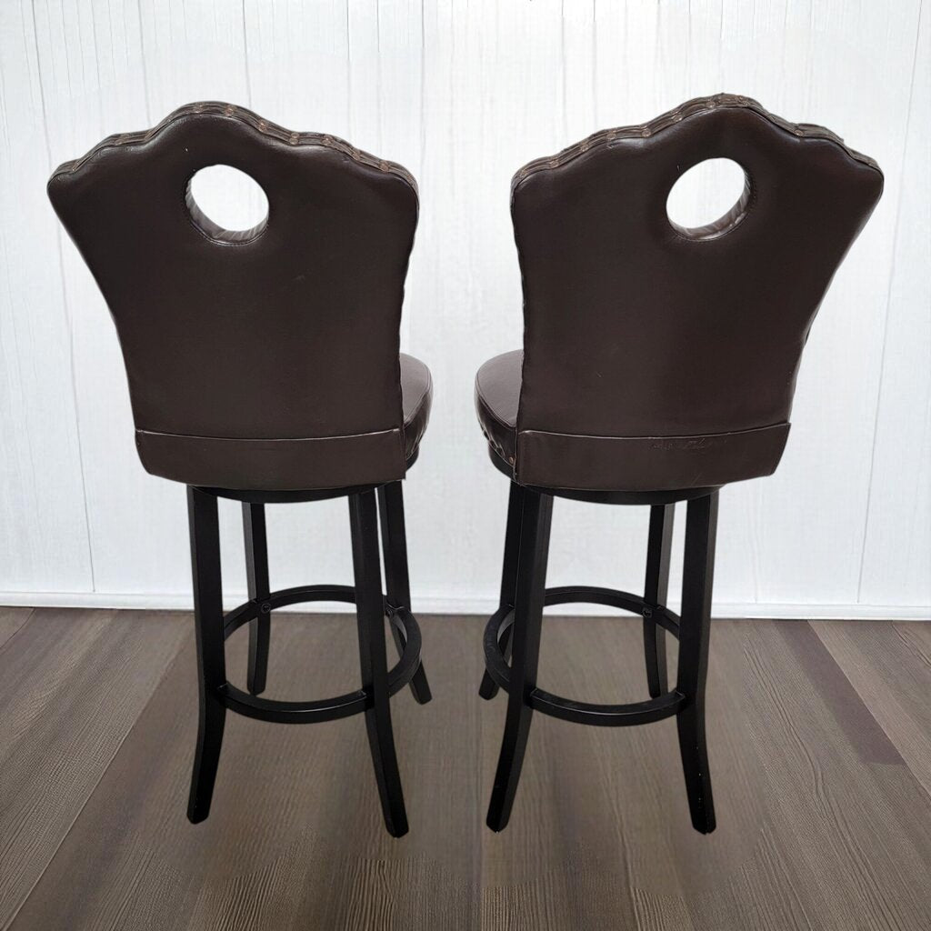 6958-6959 Vegan Leather High Back Swivel Bar #Stool with Nailhead Trim Furniture