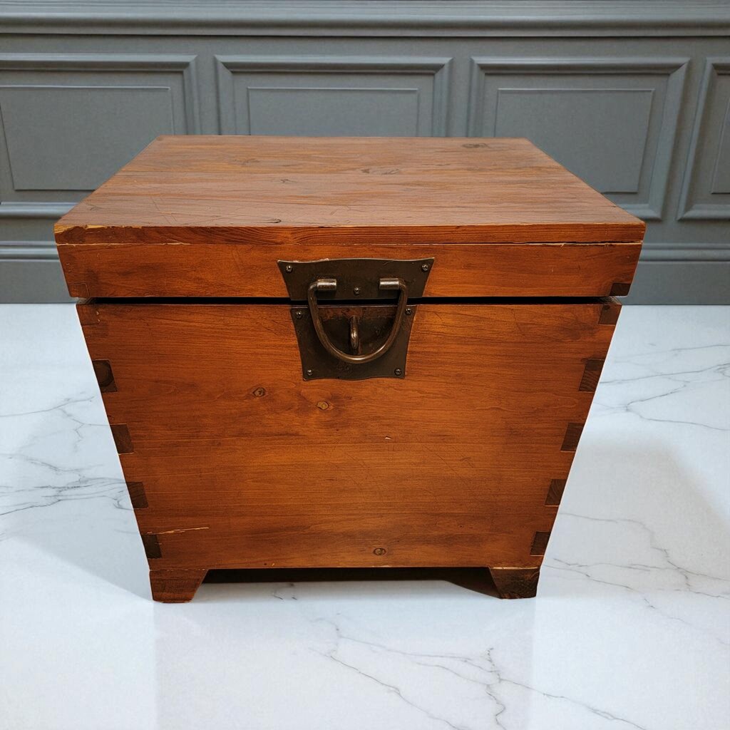 6969 Rustic Wooden Pine Trunk with Iron Clasp