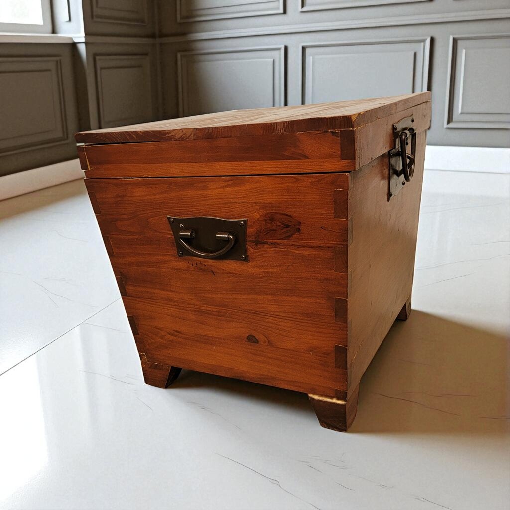 6969 Rustic Wooden Pine Trunk with Iron Clasp