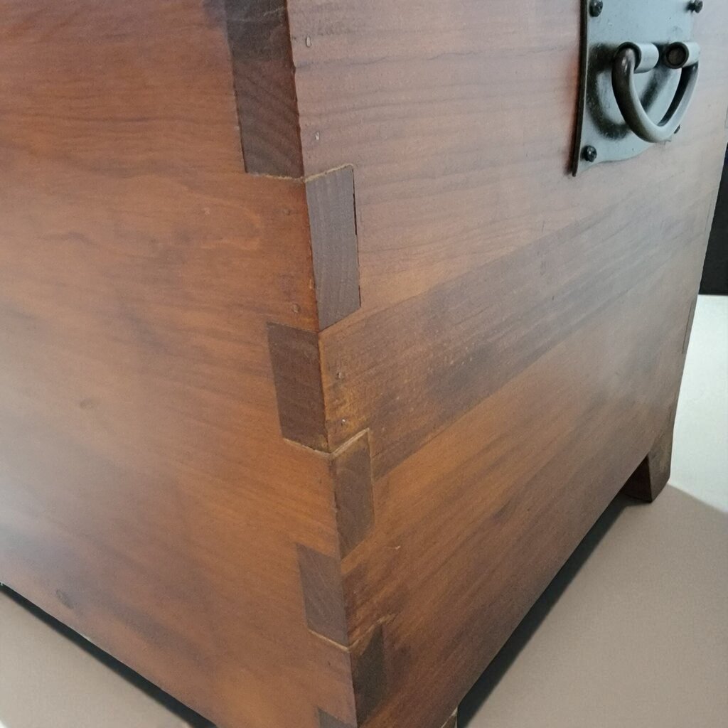6969 Rustic Wooden Pine Trunk with Iron Clasp