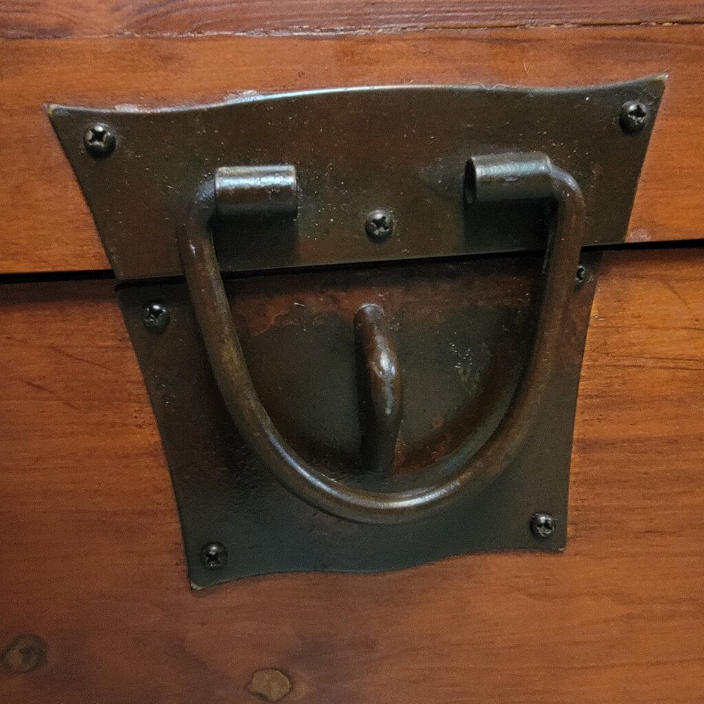 6969 Rustic Wooden Pine Trunk with Iron Clasp