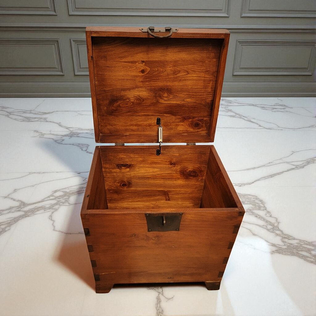 6969 Rustic Wooden Pine Trunk with Iron Clasp