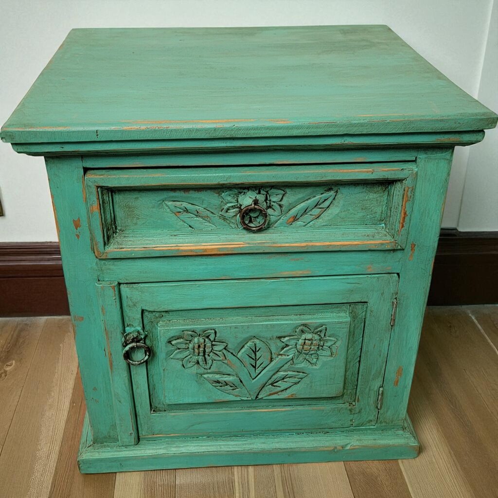6982 Solid Wood Shabby Chic Teal #Nightstand