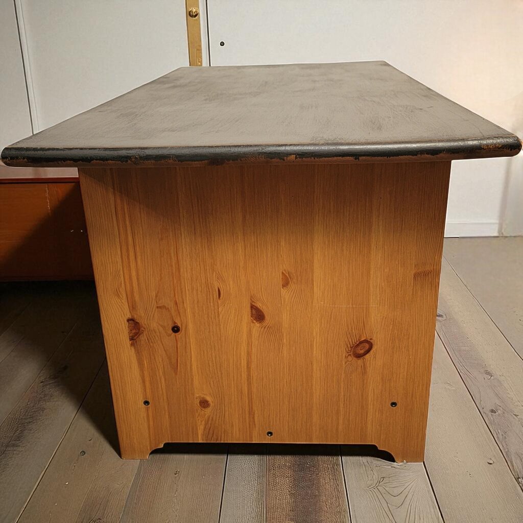 6997 Shabby Black Top Coffee #Table with Cubby Storage