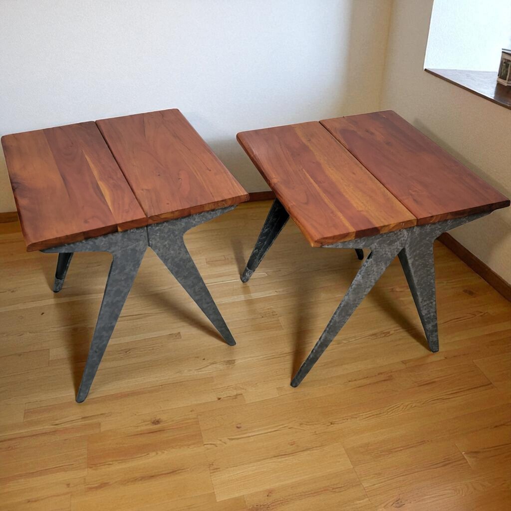 7003-7004 Metal Idustrial Mangowood Side #Table