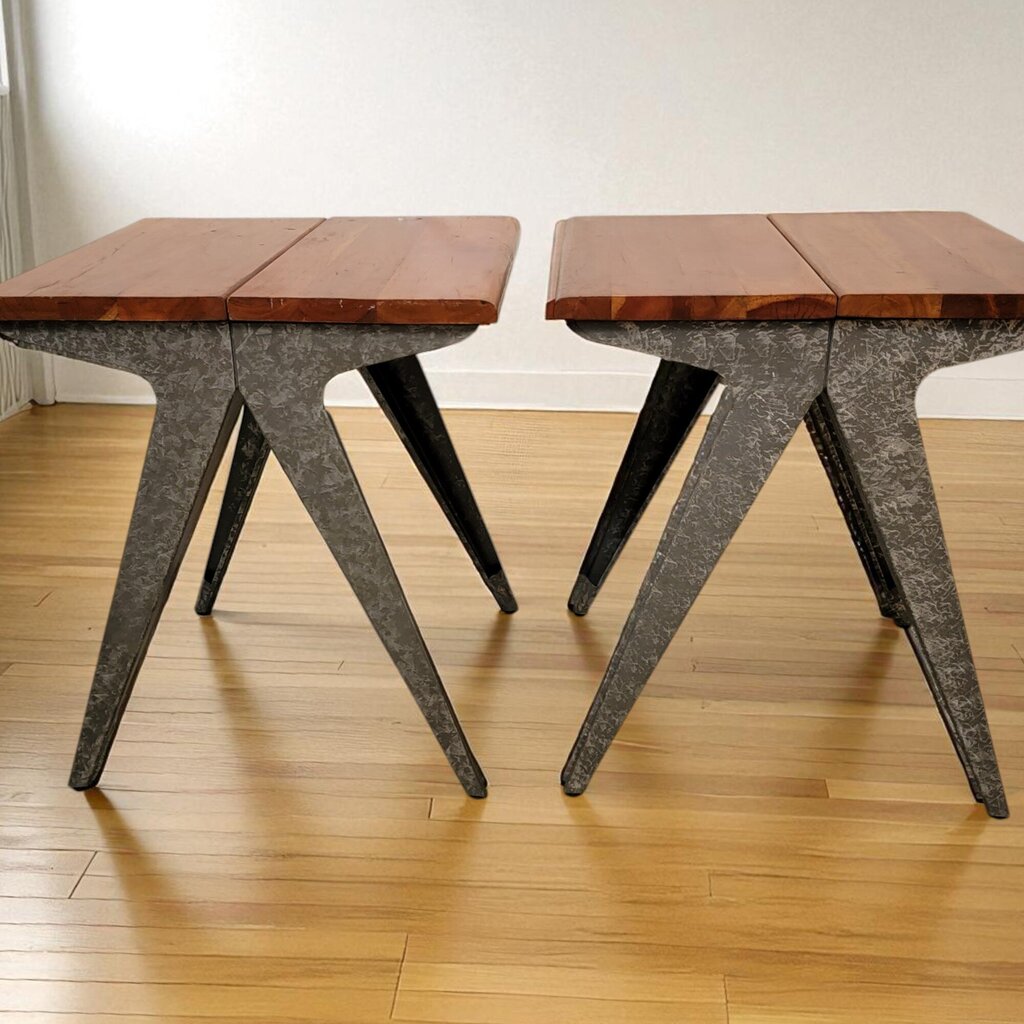 7003-7004 Metal Idustrial Mangowood Side #Table