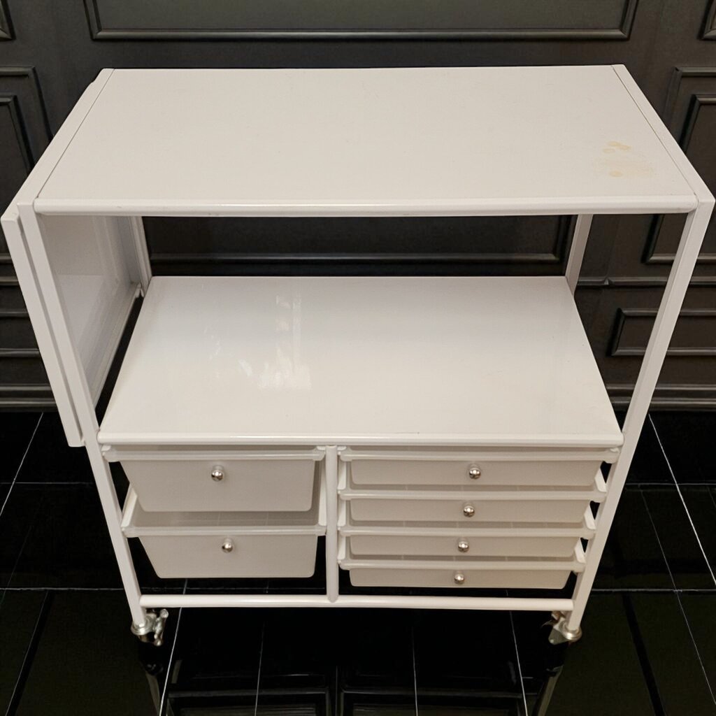 7007 White Rolling Metal Cart with Storage