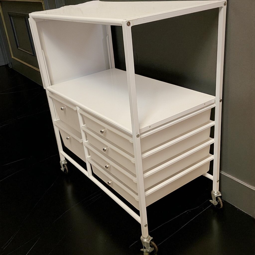 7007 White Rolling Metal Cart with Storage